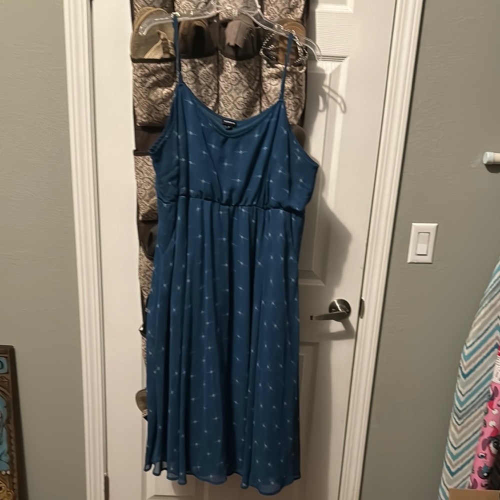 Blue Sleeveless Dress with Subtle Pattern